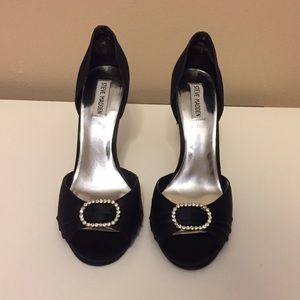 ✨Steve Madden peep toe heels with rhinestone detail ✨